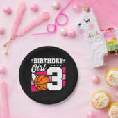 3 Jaar Oud Basketbal Party 3e Verjaardag Meisje Papieren Bordje (Feest)