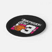 3 Jaar Oud Basketbal Party 3e Verjaardag Meisje Papieren Bordje (Gekanteld)