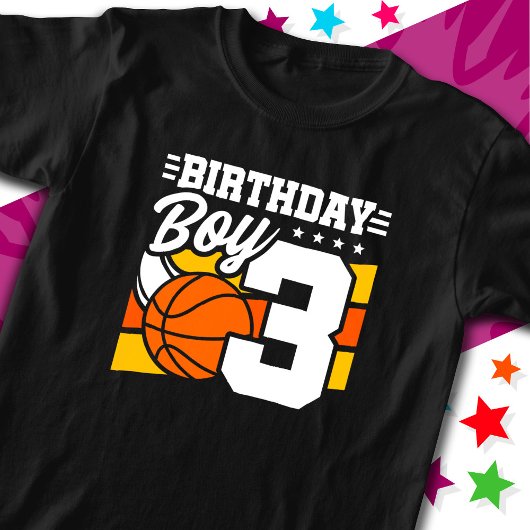 3 Jaar Oud Basketbal Party Thema 3e Verjaardag Jon T-shirt