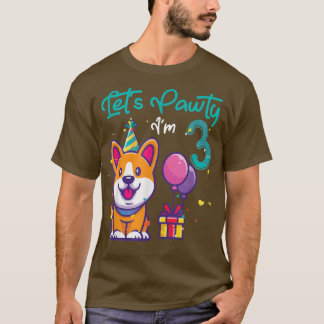 3 jaar oud Corgi Hondenliefhebber 3rd Birthday Lat T-shirt