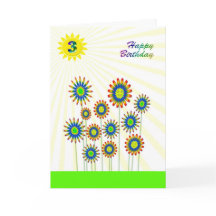 3 jaar oud, een gelukkige bloemen kaart