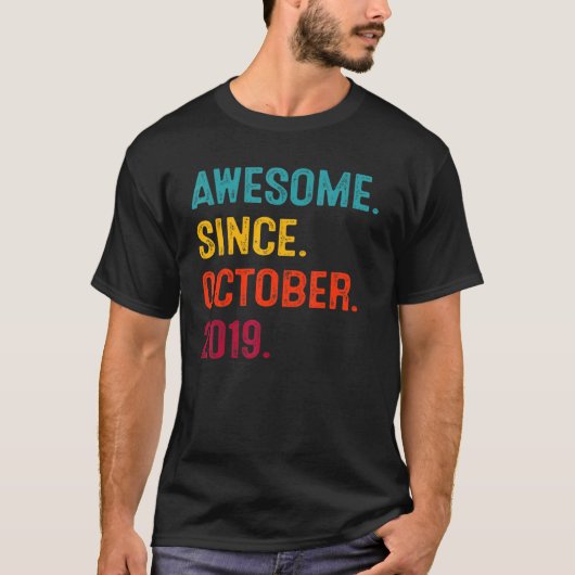 3 jaar oud Geweldige sinds oktober 2019 3rd Birthd T-shirt (Voorkant)