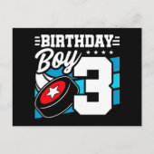 3 Jaar Oud Hockey Party Thema 3e Verjaardag Jongen Briefkaart (Voorkant)