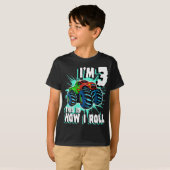 3 Jaar Oud Jongen Monster Vrachtwagen Verjaardagsf T-shirt (Voorkant volledig)