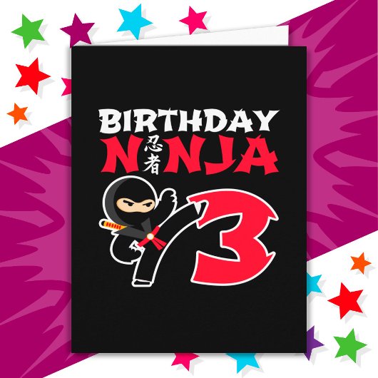 3 Jaar Oud Karate Ninja Party Kinder 3e Verjaardag Kaart