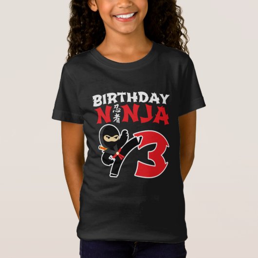 3 Jaar Oud Karate Ninja Party Kinder 3e Verjaardag T-shirt (Voorkant)