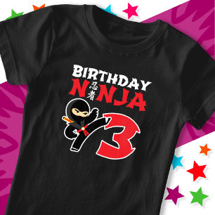 3 Jaar Oud Karate Ninja Party Kinder 3e Verjaardag T-shirt