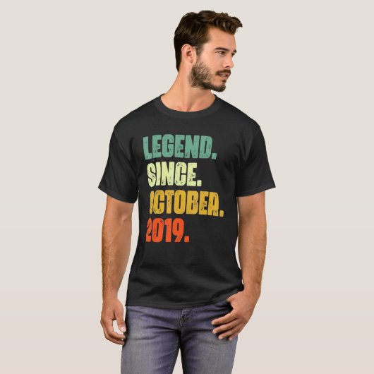 3 jaar oud Legend sinds oktober 2019 3rd Birthda T-shirt (Voorkant volledig)