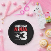 3 Jaar Oud Ninja Party Sterren Kinder 3e Verjaarda Papieren Bordje (Feest)