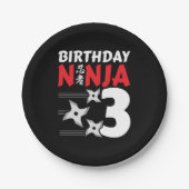 3 Jaar Oud Ninja Party Sterren Kinder 3e Verjaarda Papieren Bordje (Voorkant)