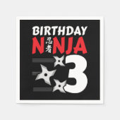 3 Jaar Oud Ninja Party Sterren Kinder 3e Verjaarda Servet (Voorkant)