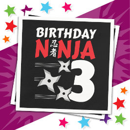 3 Jaar Oud Ninja Party Sterren Kinder 3e Verjaarda Servet
