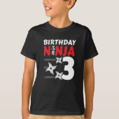 3 Jaar Oud Ninja Party Sterren Kinder 3e Verjaarda T-shirt (Voorkant)