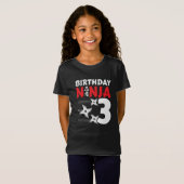 3 Jaar Oud Ninja Party Sterren Kinder 3e Verjaarda T-shirt (Voorkant volledig)