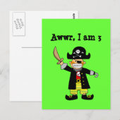 3 jaar oud piraat jongen briefkaart (Voorkant / Achterkant)