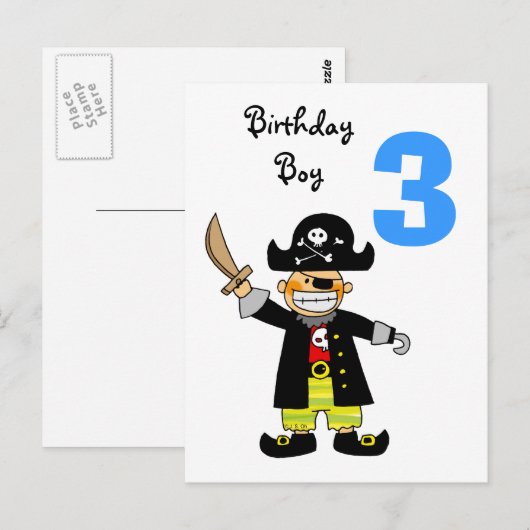 3 jaar oud piraat jongen briefkaart (Voorkant / Achterkant)