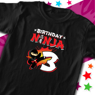 3 jaar oud stripboek stijl ninja 3e verjaardag t-shirt