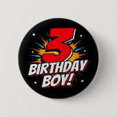 3 Jaar Oud Superheld Verjaardag Jongen 3e Verjaard Ronde Button 5,7 Cm (Voorkant)