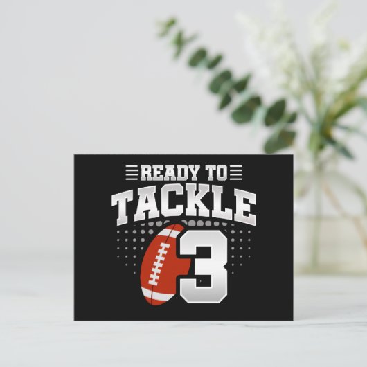 3 Jaar Oud Tackle Football Feestje Kinderen 3e Ver Briefkaart (Staand voorkant)