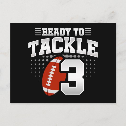 3 Jaar Oud Tackle Football Feestje Kinderen 3e Ver Briefkaart (Voorkant)