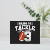 3 Jaar Oud Tackle Football Party Kinder 3e Verjaar Briefkaart (Staand voorkant)