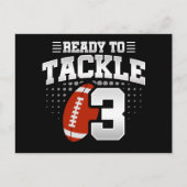 3 Jaar Oud Tackle Voetbal Feestje Kinderen 3e Verj Briefkaart (Voorkant)