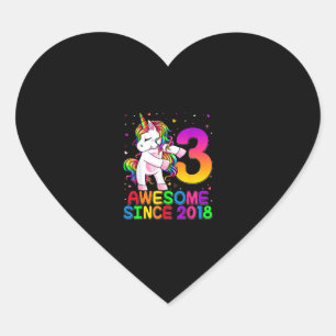 3 jaar oud Unicorn Flossing 3rd Birthday Girl Uni Hart Sticker