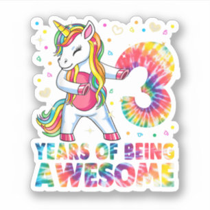 3 jaar oud Unicorn Flossing 3rd Birthday Girl Uni Sticker