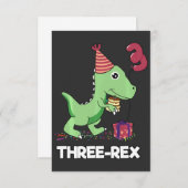 3 Jaar Oud Verjaardagsjongen Dinosaurus Drie Rex K Bedankkaart (Voorkant / Achterkant)
