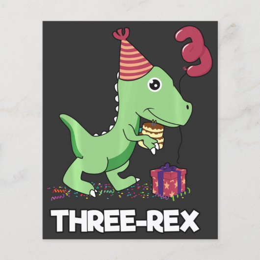 3 Jaar Oud Verjaardagsjongen Dinosaurus Drie Rex K Flyer (Voorkant)