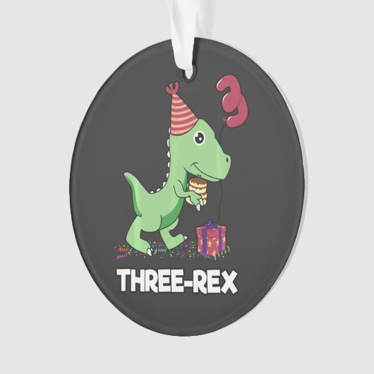 3 Jaar Oud Verjaardagsjongen Dinosaurus Drie Rex K Ornament (voorkant)