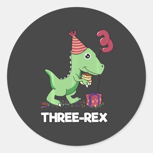 3 Jaar Oud Verjaardagsjongen Dinosaurus Drie Rex K Ronde Sticker (Voorkant)
