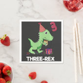 3 Jaar Oud Verjaardagsjongen Dinosaurus Drie Rex K Servet (Insitu)