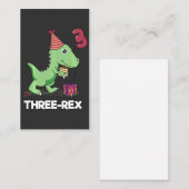3 Jaar Oud Verjaardagsjongen Dinosaurus Drie Rex K Visitekaartje (Voorkant / Achterkant)