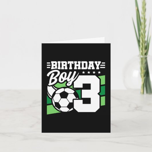 3 Jaar Oud Voetbal Football Party 3e Verjaardags J Kaart (Voorkant)