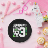 3 Jaar Oud Voetbal Football Party 3e Verjaardags J Papieren Bordje (Feest)