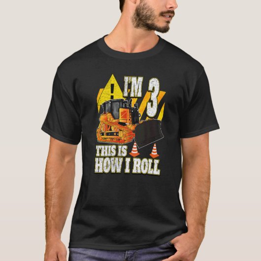 3 jaar oud vogeldagbulldozer t-shirt (Voorkant)