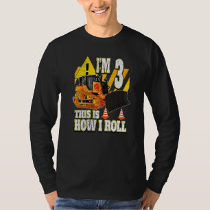 3 jaar oud vogeldagbulldozer t-shirt