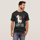3 jaar oude 3e verjaardag luiaard rijden lama meis t-shirt (Voorkant volledig)
