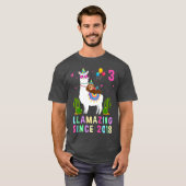 3 jaar oude 3e verjaardag Slothaarden Llama Kinder T-shirt (Voorkant volledig)