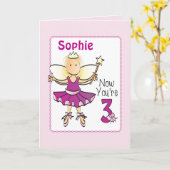 3 jaar oude Ballerina Custom Birthday Kaart voor h (Gele Bloem)