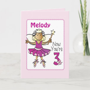 3 jaar oude Ballerina Magical Birthday Kaart voor 