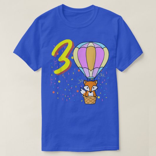 3 jaar oude ballon Fox Birthday T-shirt (Design voorkant)