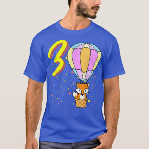 3 jaar oude ballon Fox Birthday T-shirt