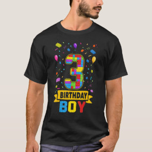3 jaar oude bouwstenen 3rd Birthday Boy Maste T-shirt