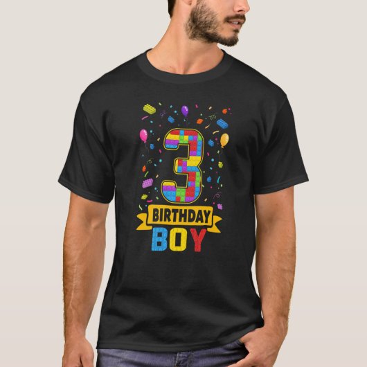 3 jaar oude bouwstenen 3rd Birthday Boy Maste T-shirt (Voorkant)
