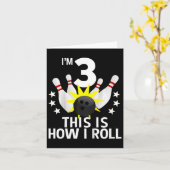 3 jaar oude bowling verjaardagsfeestje Shirt hoe i Kaart (Gele Bloem)