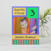 3 jaar oude dag feestdag kaart (Staand voorkant)