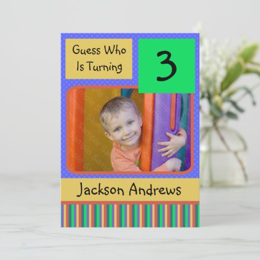 3 jaar oude dag feestdag kaart (Staand voorkant)