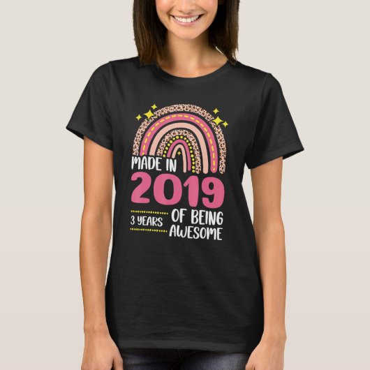 3 jaar oude derde verjaardag, geboren in 2019 meis t-shirt (Voorkant)
